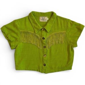 Fashion Brand Company Linen Button Down with Fringe